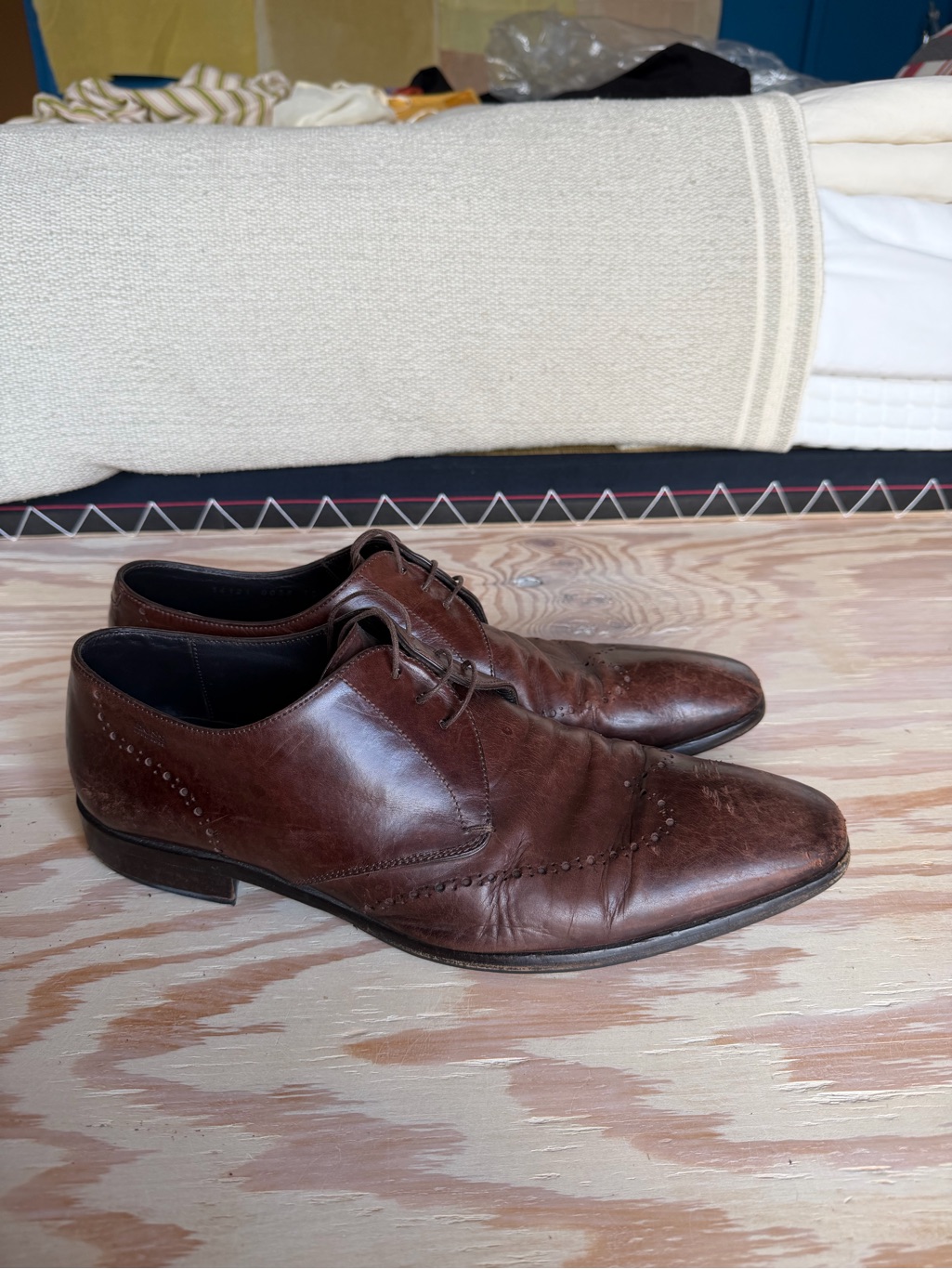 Hugo Boss Brown Leather Lace-Up Oxfords